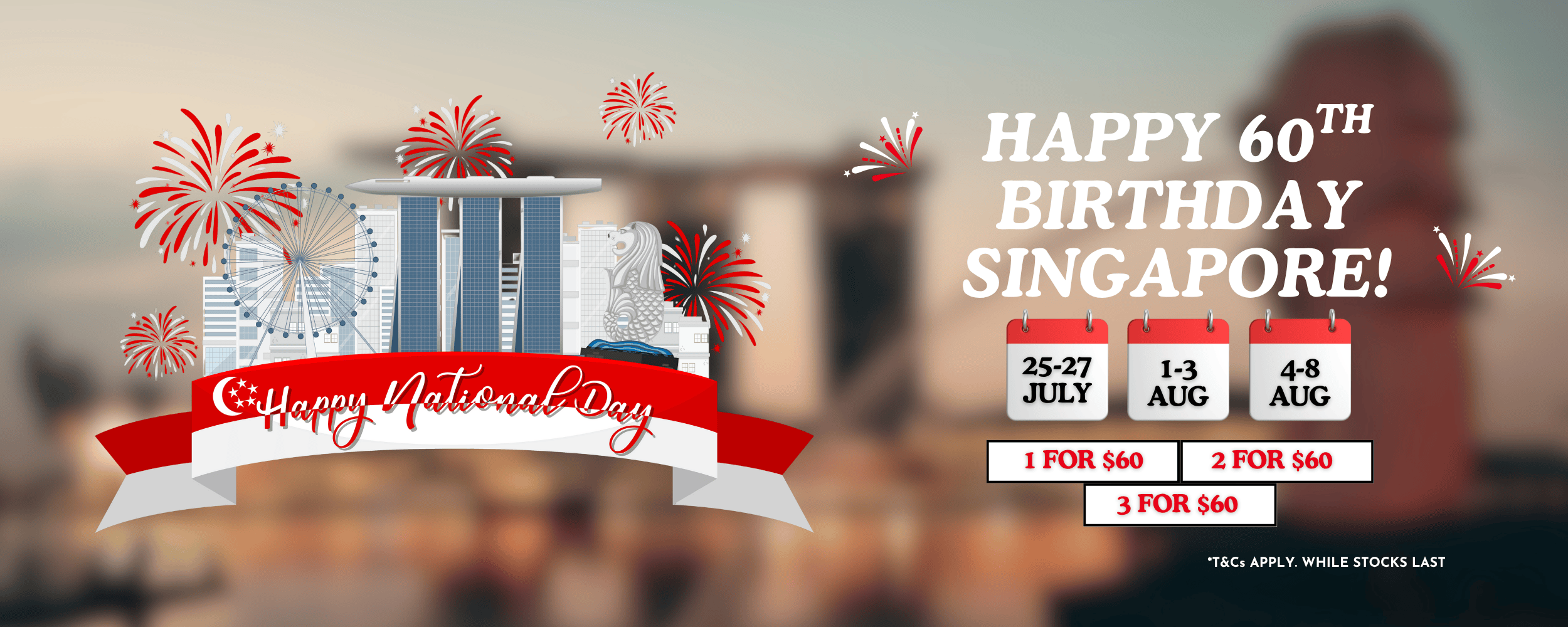 Celebrate Singapore National Day with wine deals – 1 bottle for $60, 2 for $60, or 3 for $60