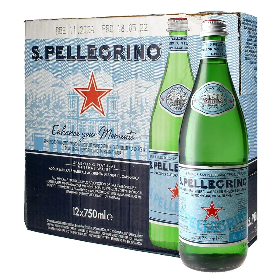 S.Pellegrino Sparkling Natural Mineral Water Glass Bottles